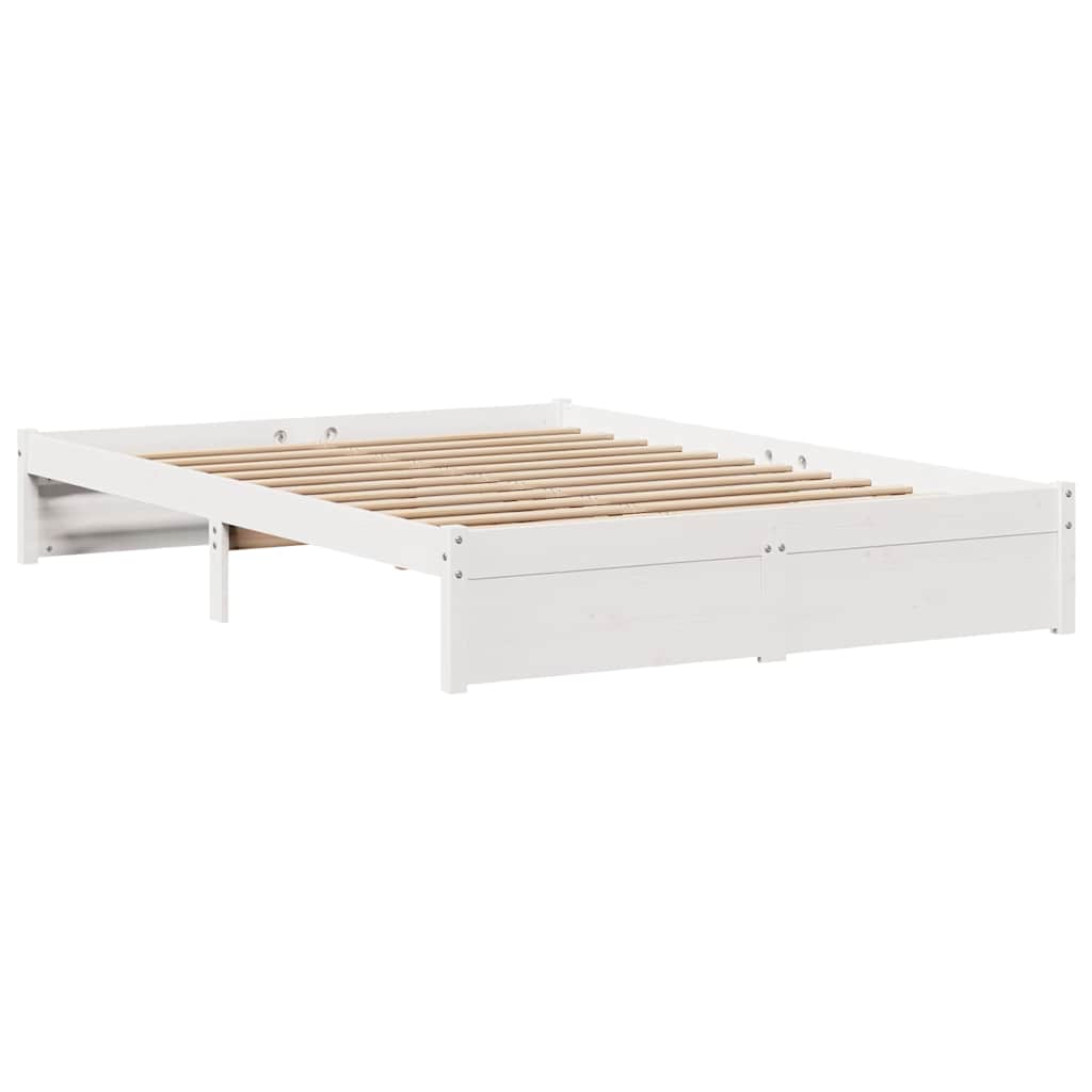 Giroletto con Testiera Bianco 150x200 cm Legno Massello di Pino
