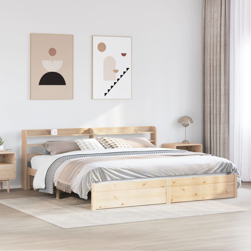 Giroletto con Testiera 200x200 cm in Legno Massello di Pino