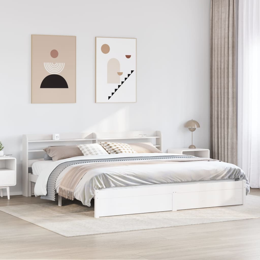 Giroletto con Testiera senza Materasso Bianco 200x200 cm