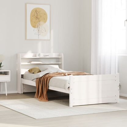 Giroletto con Testiera Bianco 75x190 cm Legno Massello di Pino