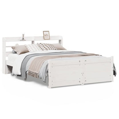 Giroletto con Testiera Bianco 135x190 cm Legno Massello di Pino