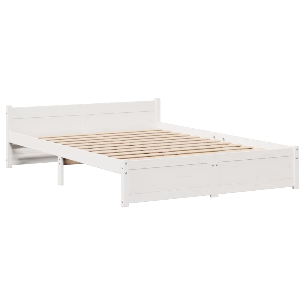 Giroletto con Testiera Bianco 135x190 cm Legno Massello di Pino