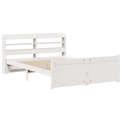 Giroletto con Testiera Bianco 150x200 cm Legno Massello di Pino