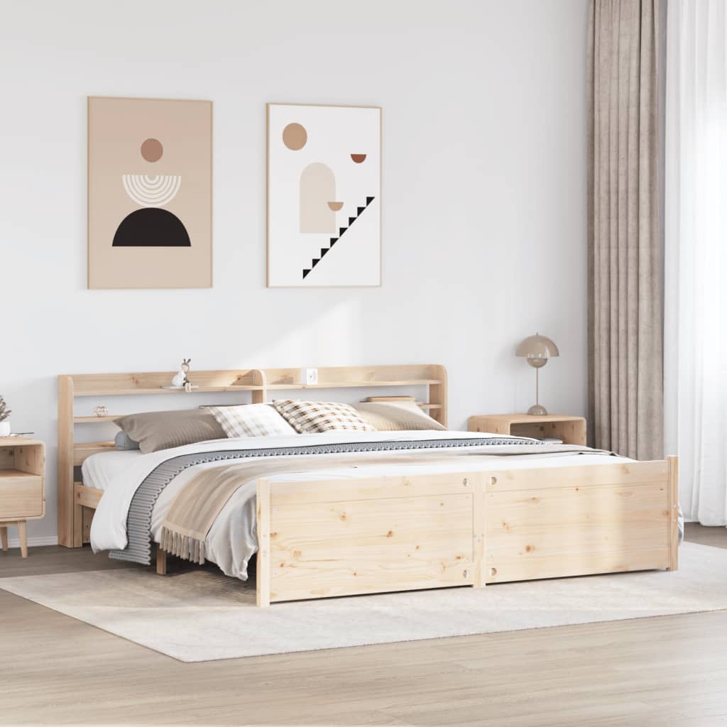 Giroletto con Testiera 200x200 cm in Legno Massello di Pino
