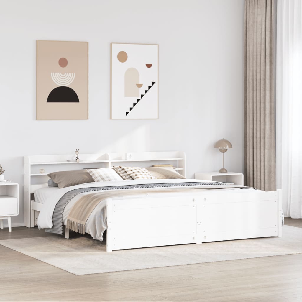 Giroletto con Testiera senza Materasso Bianco 200x200 cm