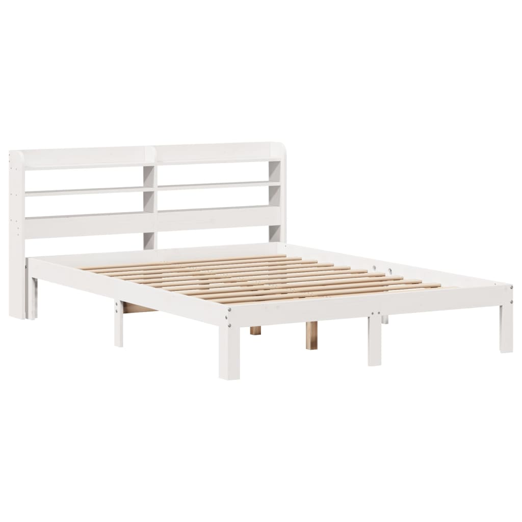 Giroletto con Testiera Bianco 120x190 cm Legno Massello di Pino