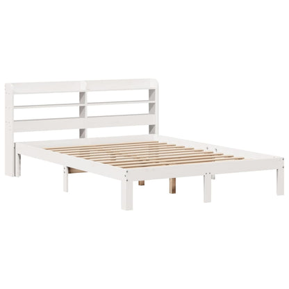 Giroletto con Testiera Bianco 120x190 cm Legno Massello di Pino