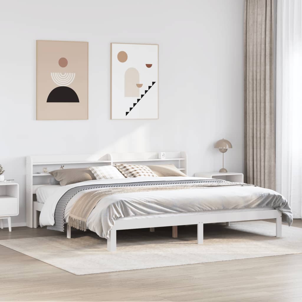Giroletto con Testiera senza Materasso Bianco 200x200 cm