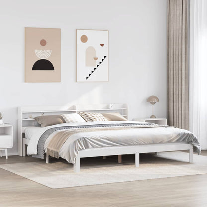 Giroletto con Testiera senza Materasso Bianco 200x200 cm