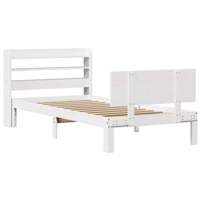 Giroletto con Testiera Bianco 75x190 cm Legno Massello di Pino