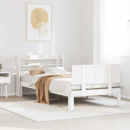 Giroletto con Testiera Bianco 75x190 cm Legno Massello di Pino