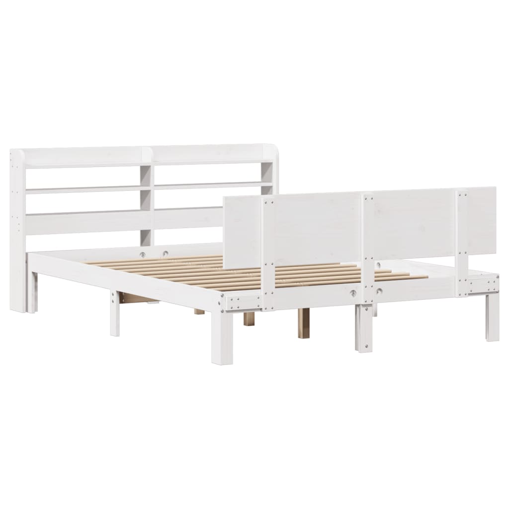 Giroletto con Testiera Bianco 120x190 cm Legno Massello di Pino