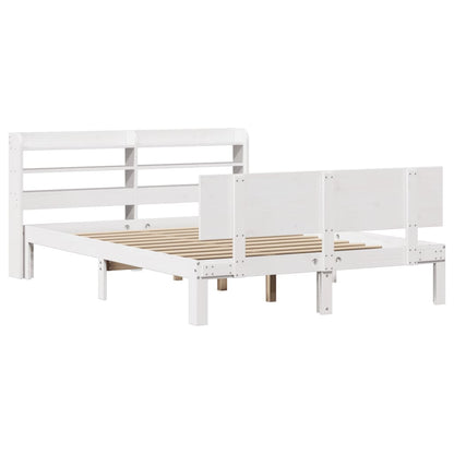 Giroletto con Testiera Bianco 120x190 cm Legno Massello di Pino