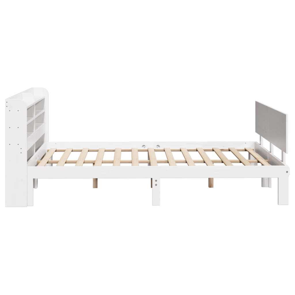 Giroletto con Testiera Bianco 120x190 cm Legno Massello di Pino