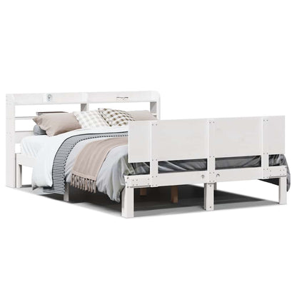 Giroletto con Testiera Bianco 135x190 cm Legno Massello di Pino