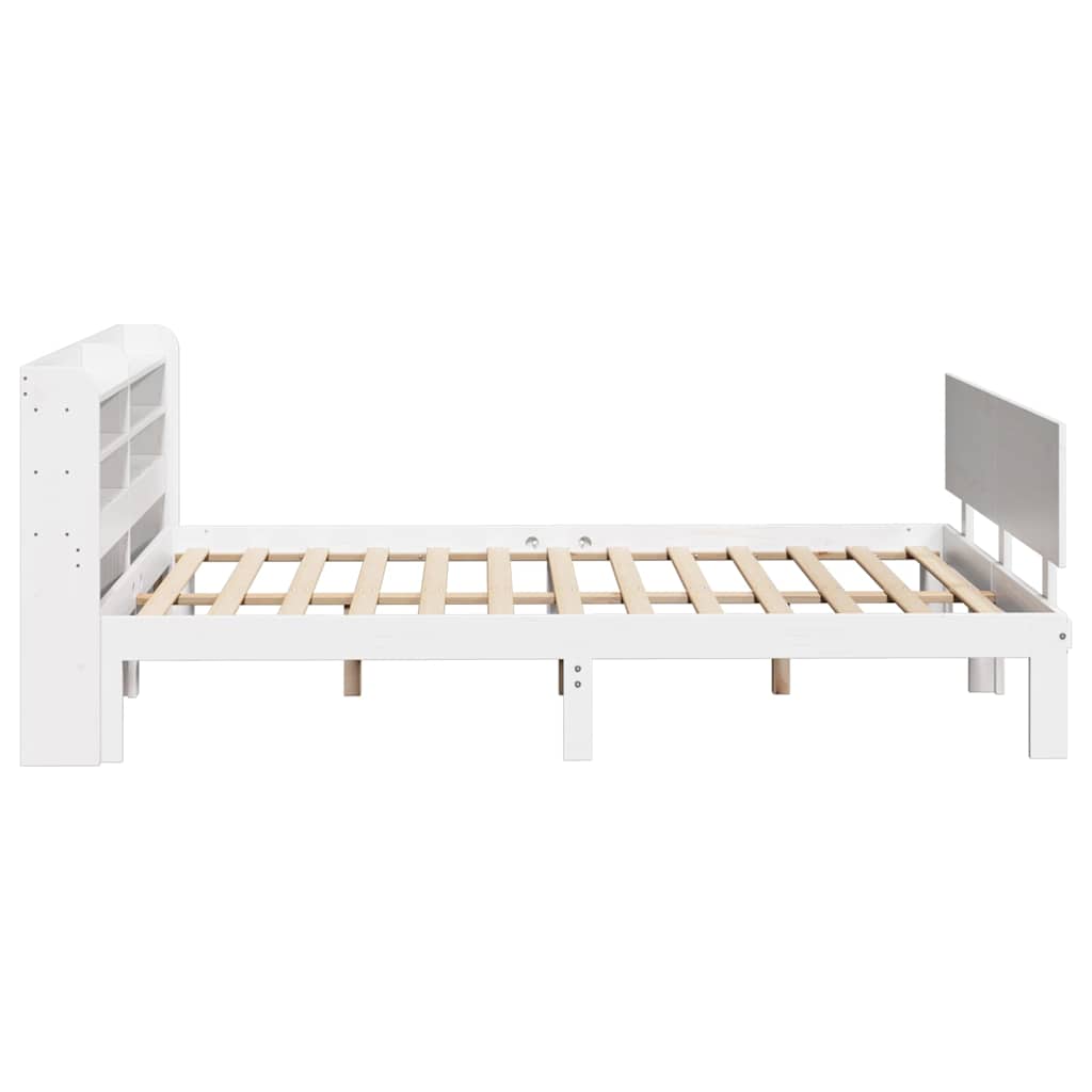 Giroletto con Testiera Bianco 135x190 cm Legno Massello di Pino