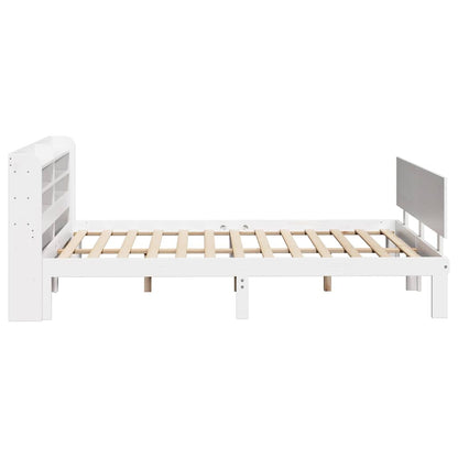 Giroletto con Testiera Bianco 135x190 cm Legno Massello di Pino