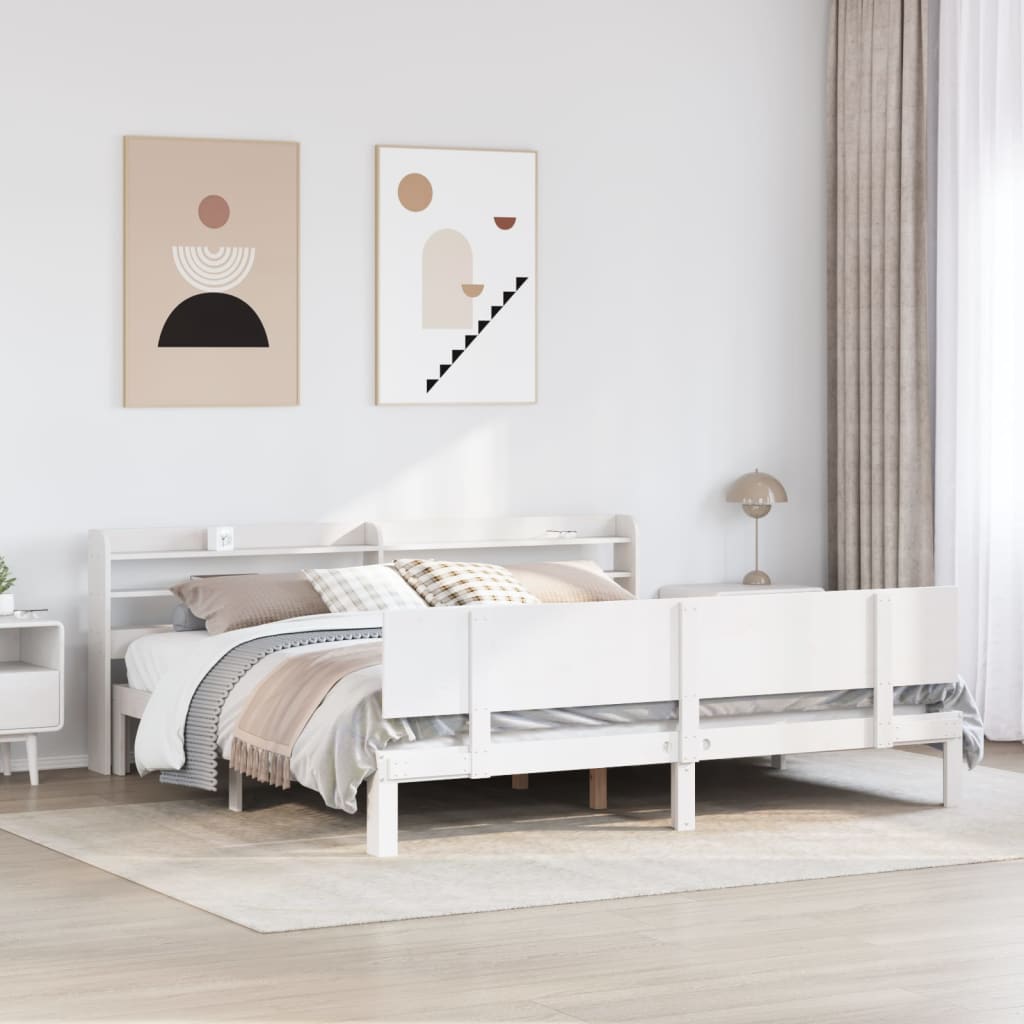 Giroletto con Testiera senza Materasso Bianco 180x200 cm