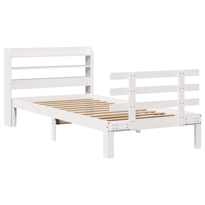 Giroletto con Testiera Bianco 75x190 cm Legno Massello di Pino