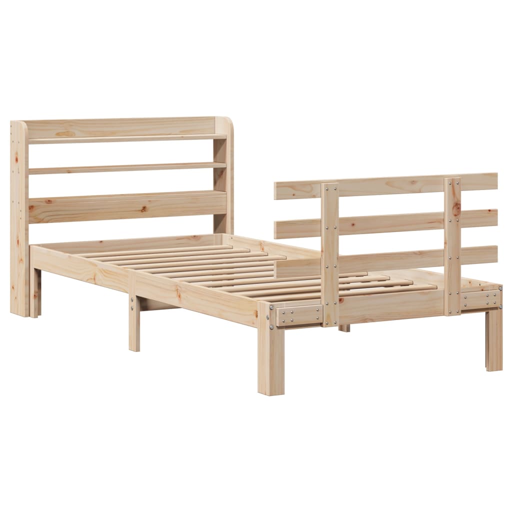 Giroletto con Testiera 90x190 cm in Legno Massello di Pino