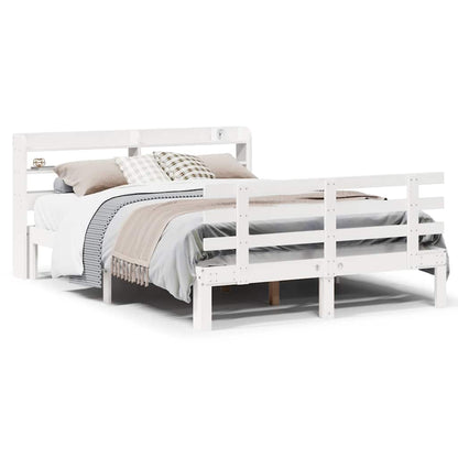 Giroletto con Testiera Bianco 120x190 cm Legno Massello di Pino