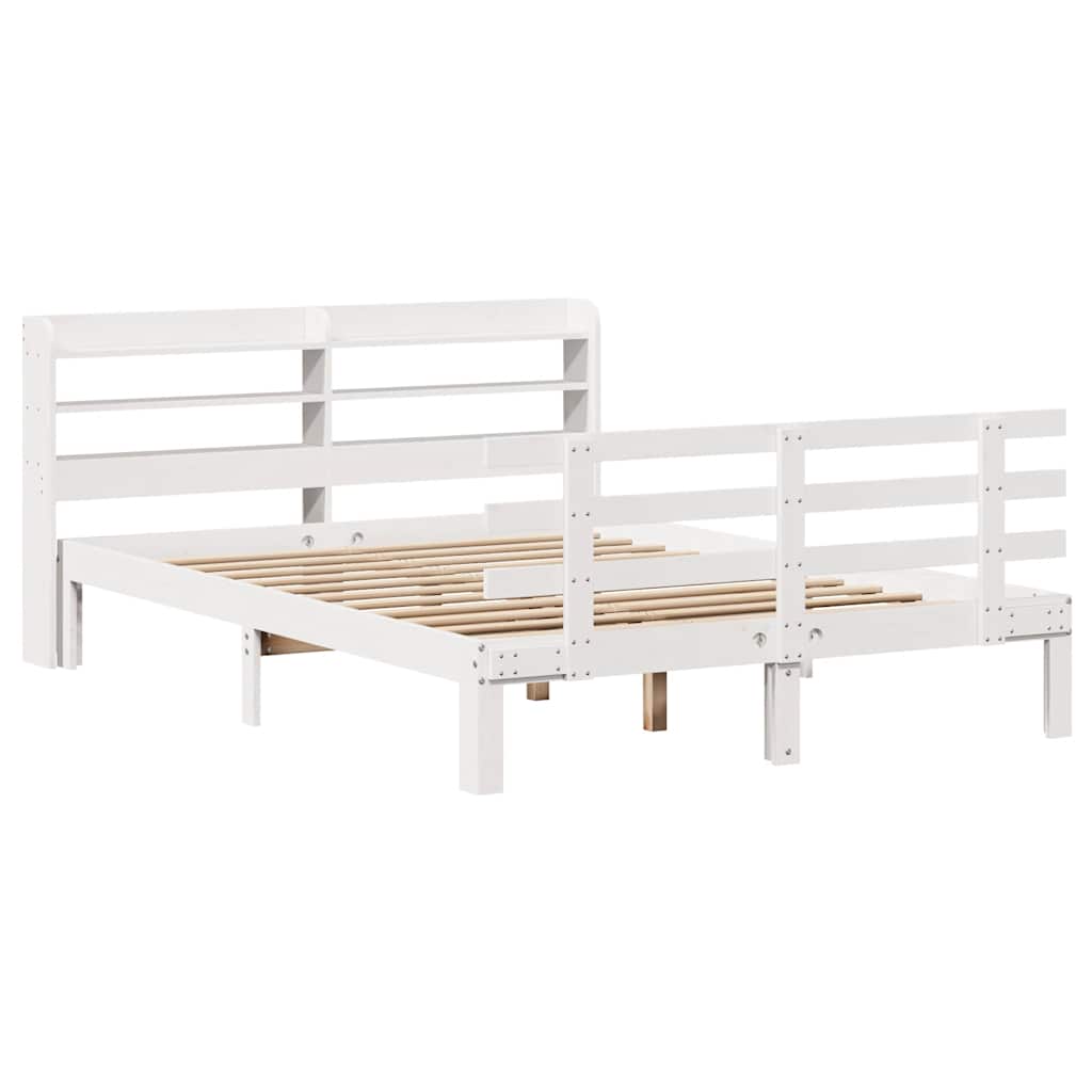 Giroletto con Testiera Bianco 120x190 cm Legno Massello di Pino