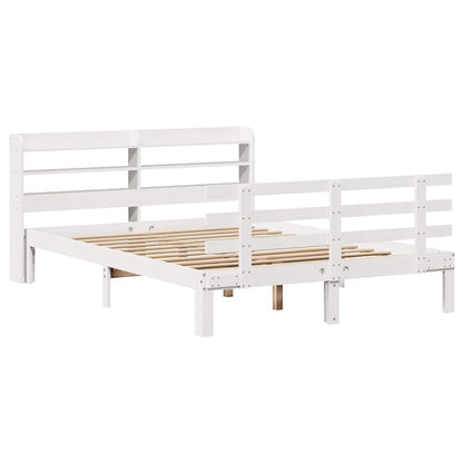 Giroletto con Testiera Bianco 120x190 cm Legno Massello di Pino