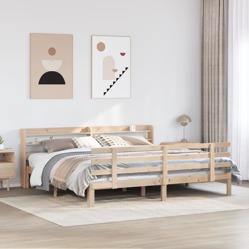 Giroletto con Testiera 200x200 cm in Legno Massello di Pino