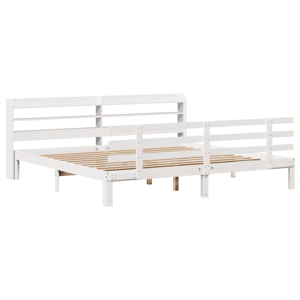 Giroletto con Testiera senza Materasso Bianco 200x200 cm
