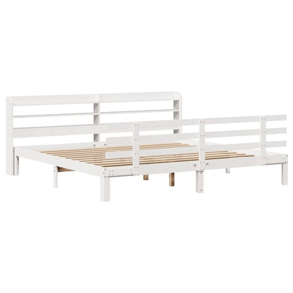 Giroletto con Testiera senza Materasso Bianco 200x200 cm