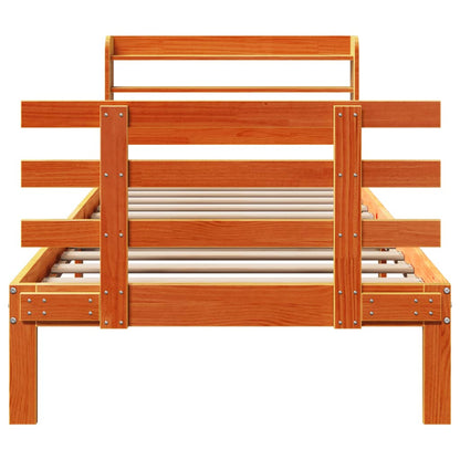 Giroletto con Testiera Marrone Cera 75x190 cm Massello Pino