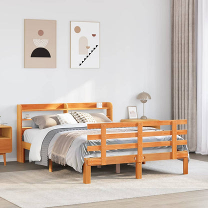 Giroletto con Testiera Marrone Cera 140x190 cm Massello Pino