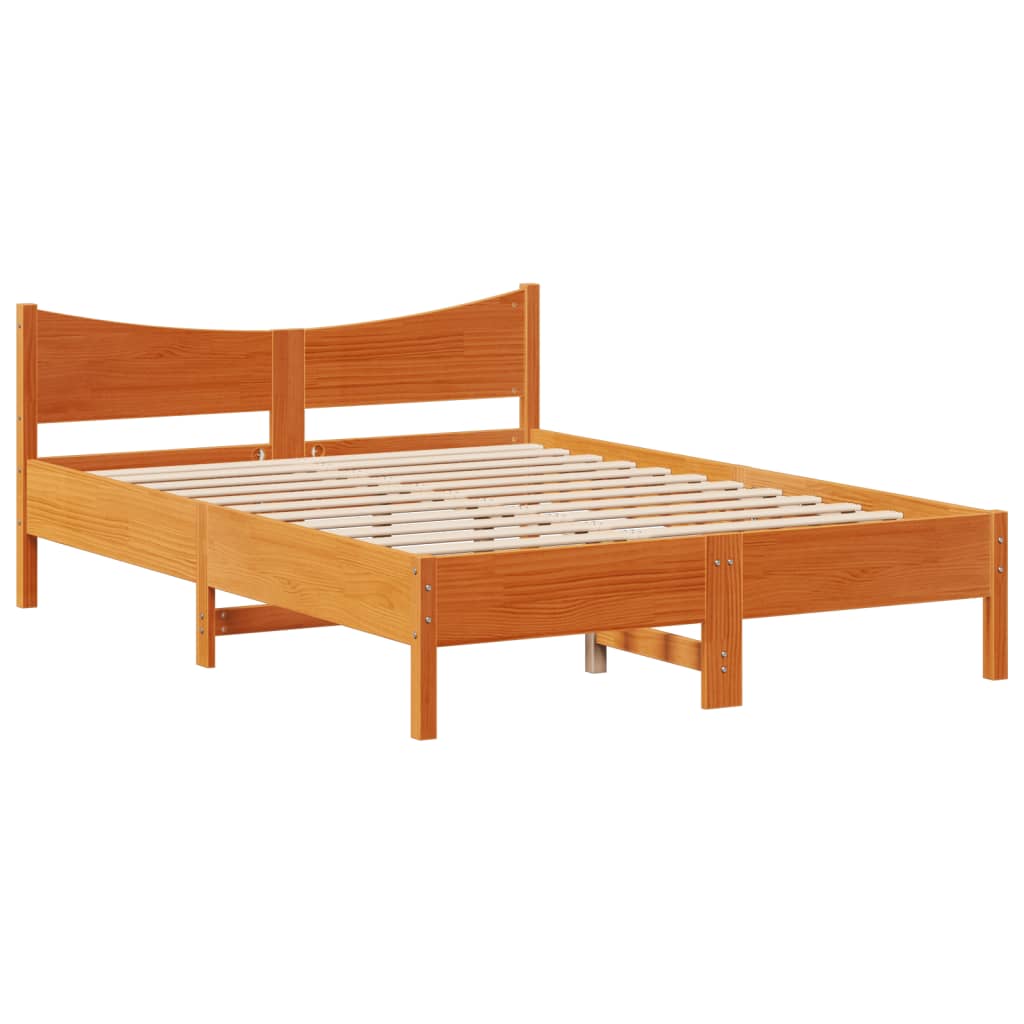 Giroletto con Testiera Marrone Cera 160x200 cm Massello Pino