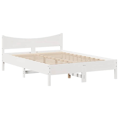 Giroletto con Testiera Bianco 150x200 cm Legno Massello di Pino