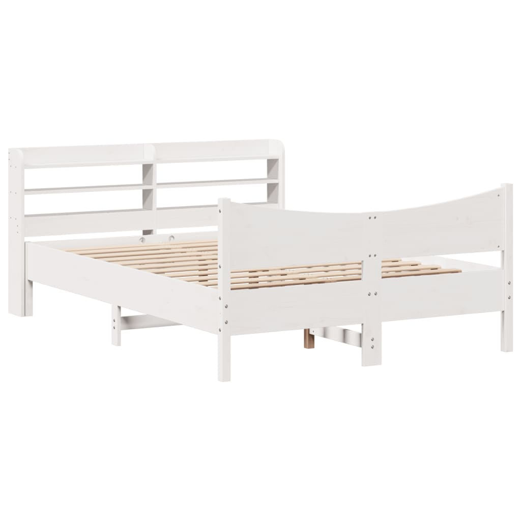 Giroletto con Testiera Bianco 140x200 cm Legno Massello di Pino