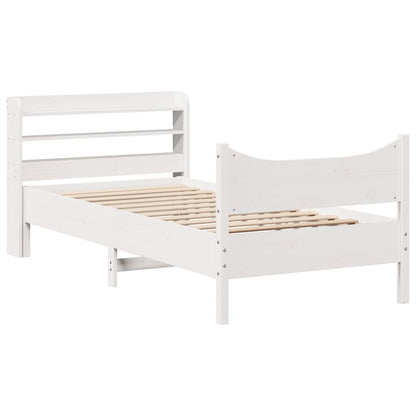 Giroletto con Testiera Bianco 90x200 cm Legno Massello di Pino