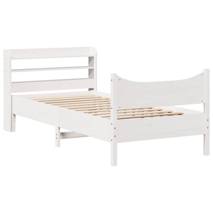 Giroletto con Testiera Bianco 75x190 cm Legno Massello di Pino