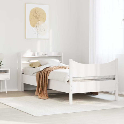 Giroletto con Testiera Bianco 75x190 cm Legno Massello di Pino