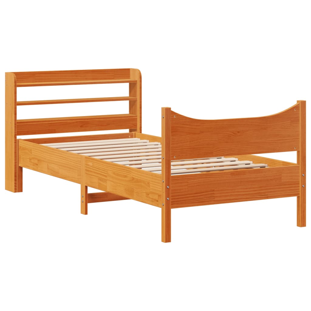 Giroletto con Testiera Marrone Cera 75x190 cm Massello Pino