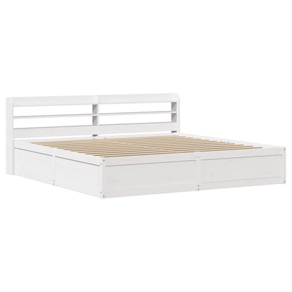 Giroletto con Testiera Bianco 200x200 cm Legno Massello di Pino