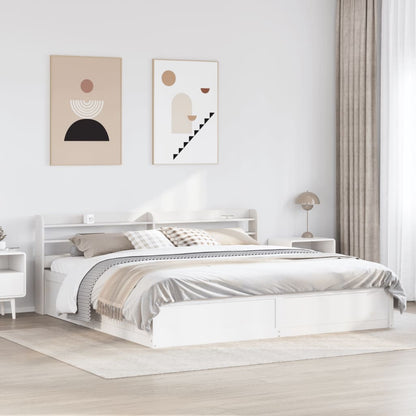 Giroletto con Testiera Bianco 200x200 cm Legno Massello di Pino