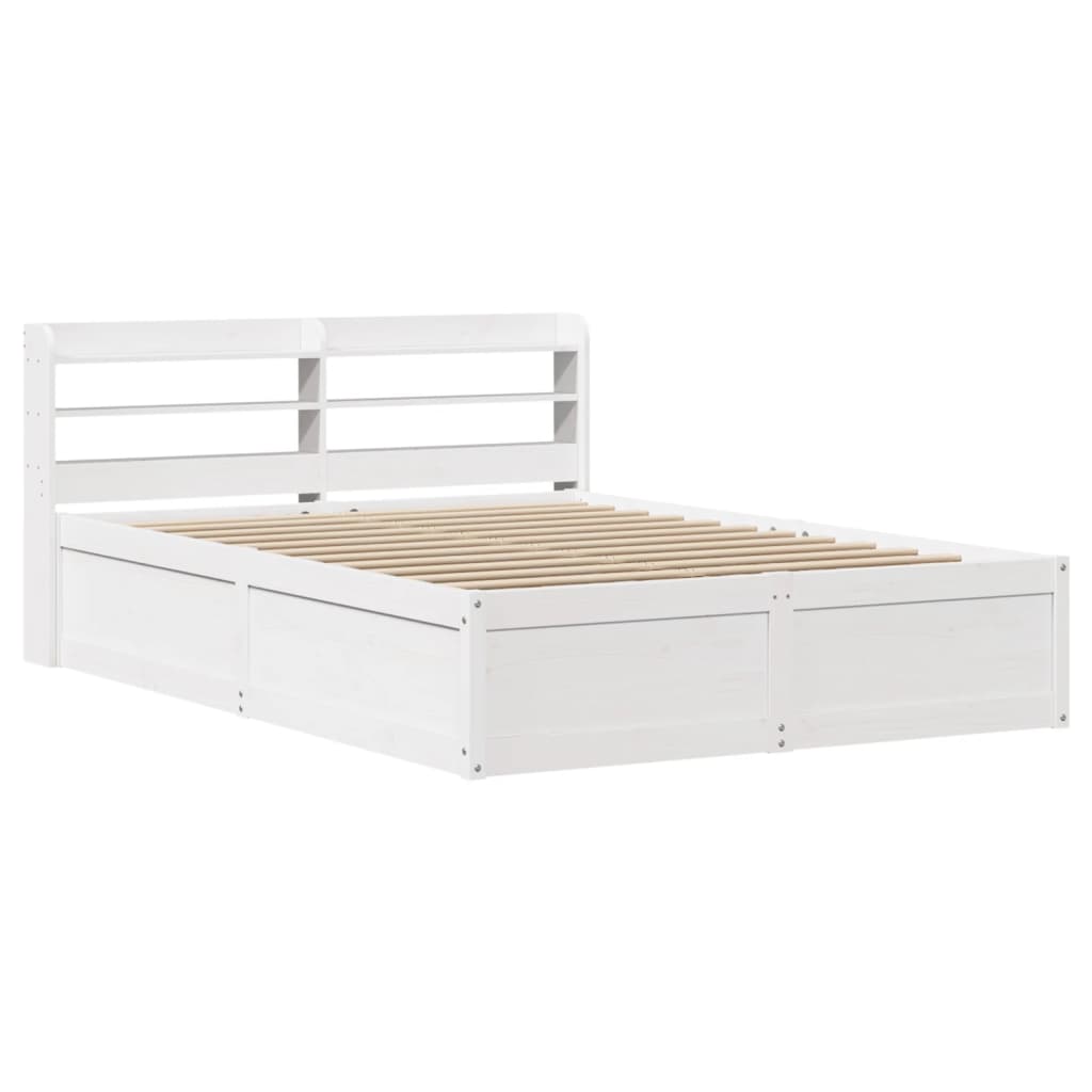Giroletto con Testiera Bianco 150x200 cm Legno Massello di Pino