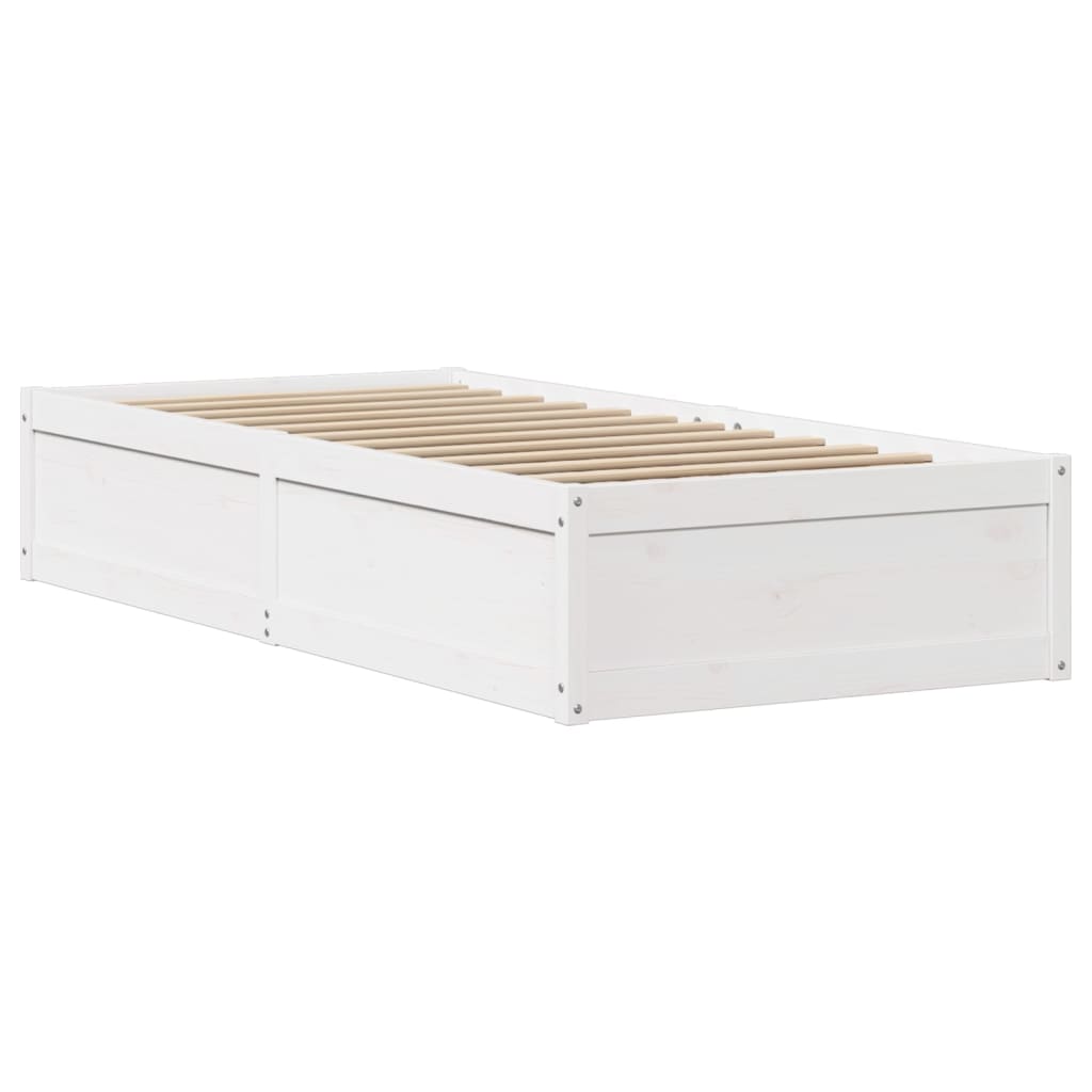Giroletto con Testiera Bianco 100x200 cm Legno Massello di Pino