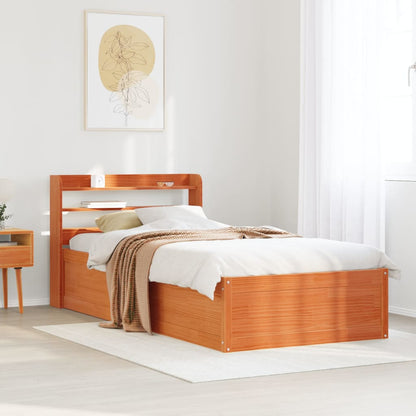 Giroletto con Testiera Marrone Cera 100x200 cm Massello Pino