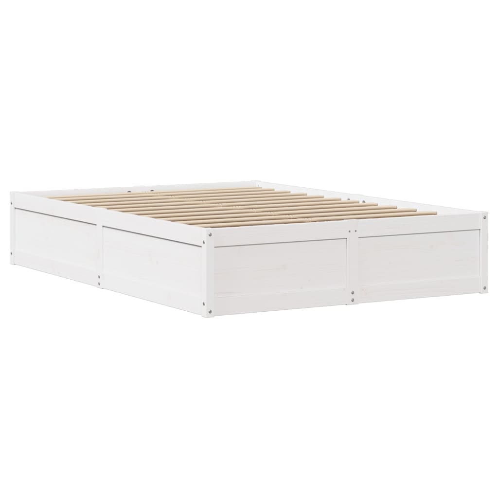 Giroletto con Testiera Bianco 140x190 cm in Legno Massello Pino