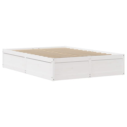 Giroletto con Testiera Bianco 140x190 cm in Legno Massello Pino