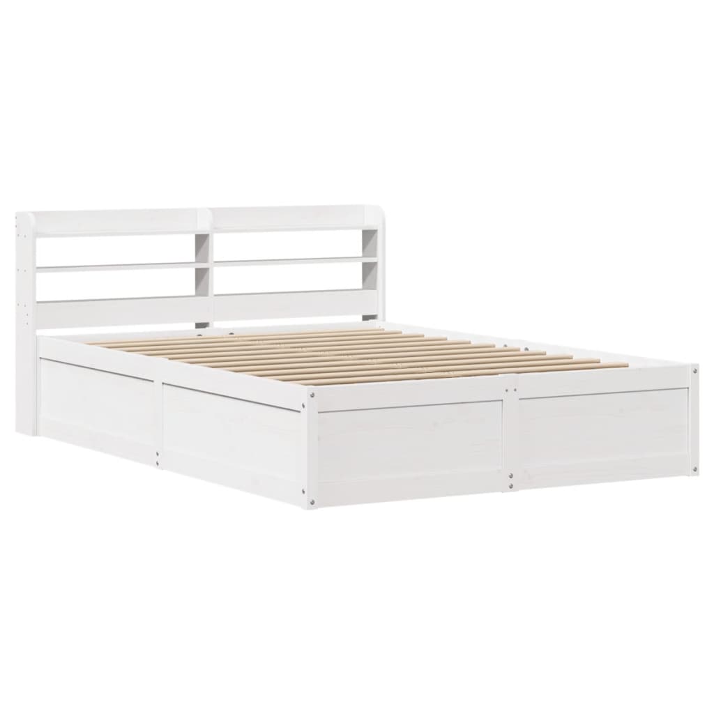 Giroletto con Testiera Bianco 135x190 cm Legno Massello di Pino