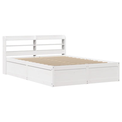 Giroletto con Testiera Bianco 135x190 cm Legno Massello di Pino