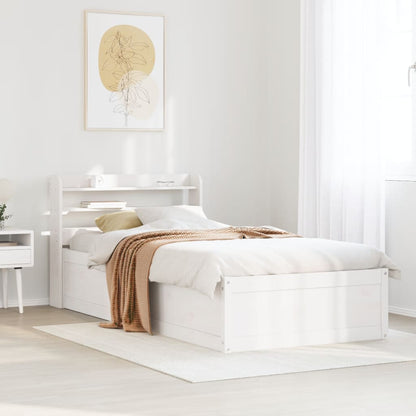Giroletto con Testiera Bianco 75x190 cm Legno Massello di Pino