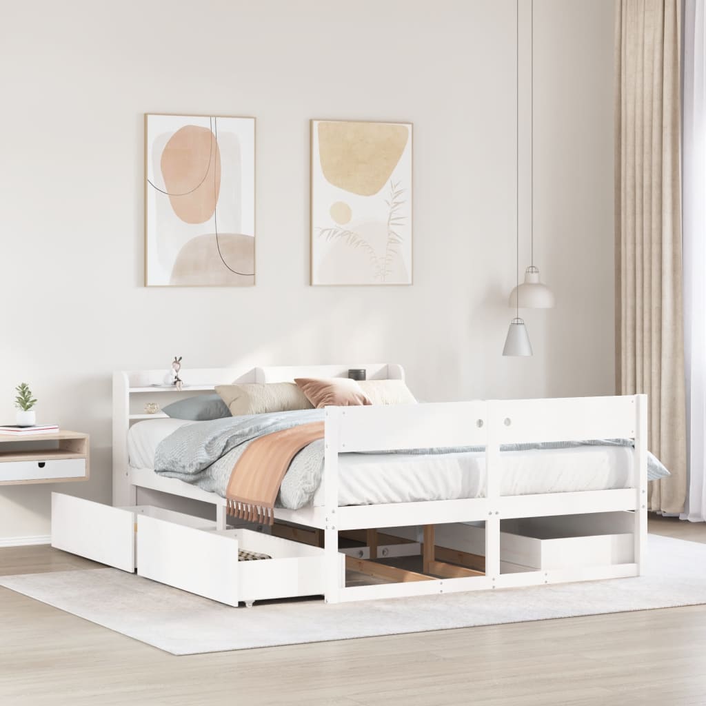 Letto senza Materasso Bianco 120x200 cm Legno Massello di Pino